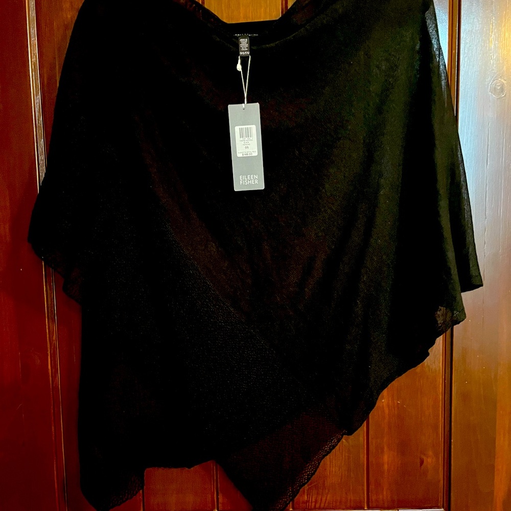 Eileen Fisher hemp lace poncho